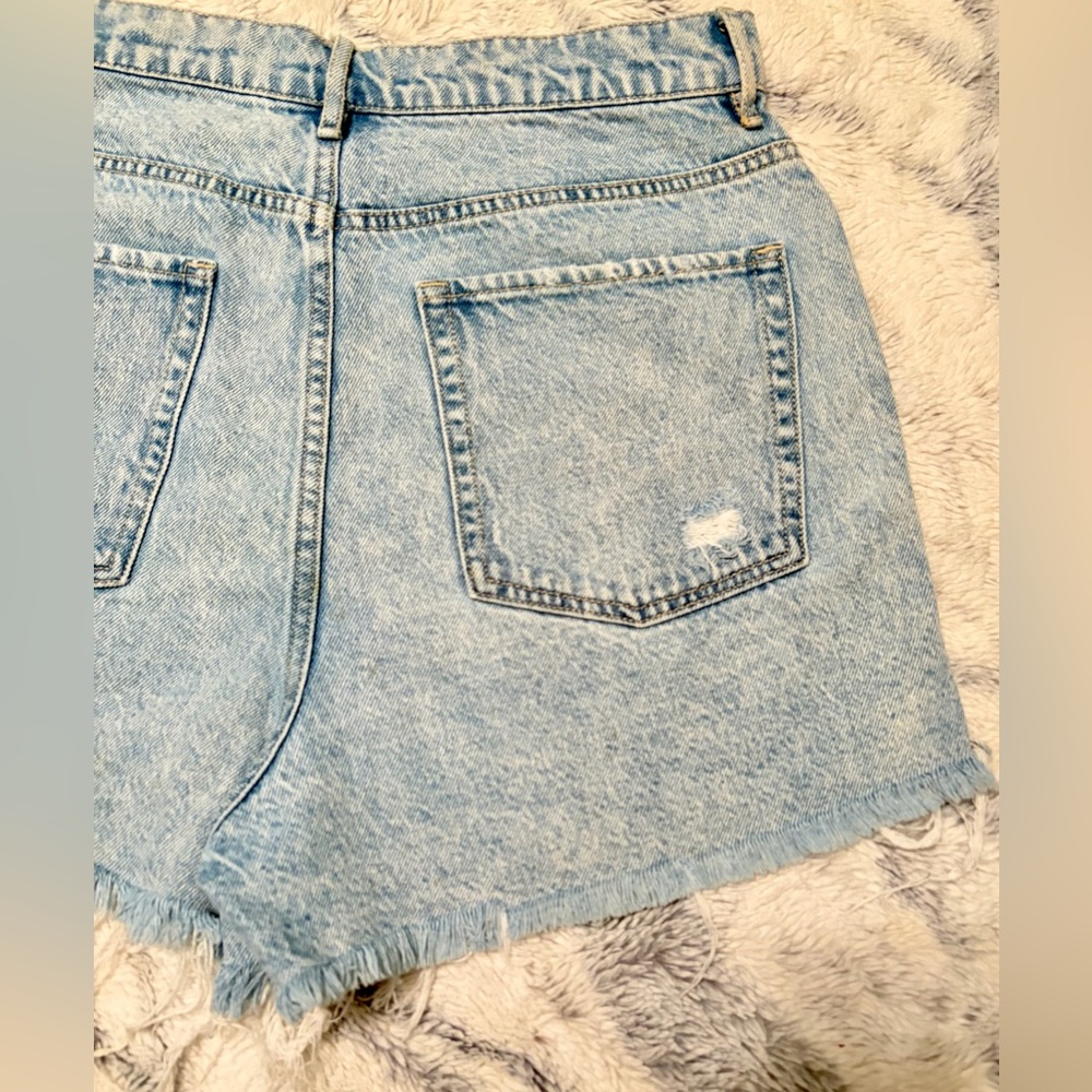 Women’s PacSun Light Blue Jean Ripped/Distressed High Rise Denim Shorts Sz 30 - Picture 9 of 16